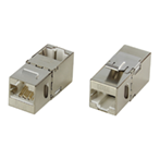 LANケーブル延長 シールド有 CAT6A/CAT6　パネルマウント　アングルタイプ　JJアダプタ（中継用ジャック）