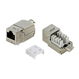 LANケーブル延長 シールド有 CAT5e　パネルマウント　JJアダプタ（中継用ジャック）　ツールレス圧接タイプ