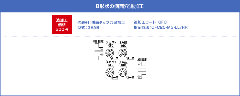 B形状の側面穴追加工