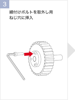 締付けボルトを取外し用ねじ穴に挿入